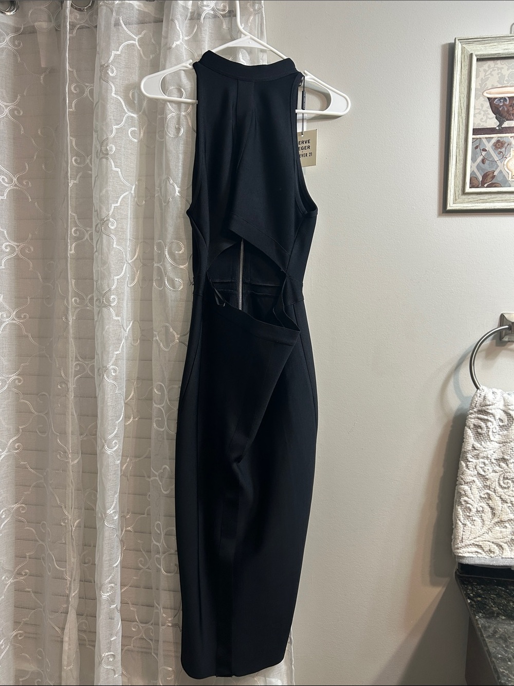 Fashion Nova Black Midi Dress with Cutout Back